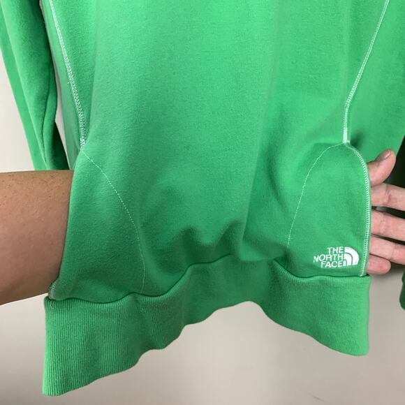 North Face Green Hoodie Pullover Sweatshirt Shawl Neck M Medium Kangaroo Pocket - Picture 6 of 10
